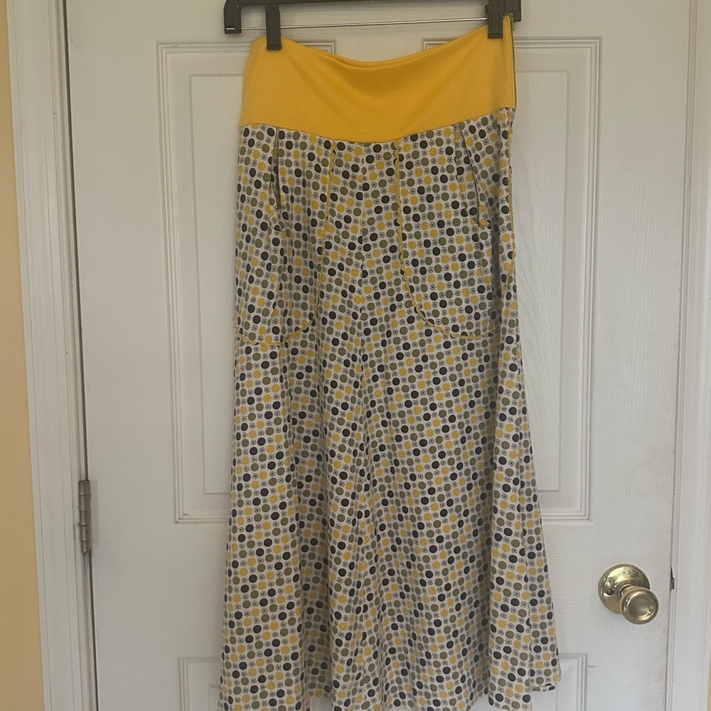 Vintage 40s yellow polkadot cotton swing Skirt